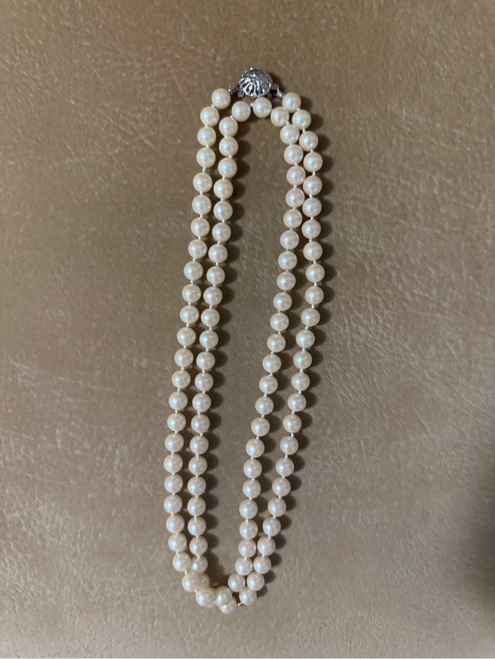 Classic Pearl Single or Double Strand Necklace in White